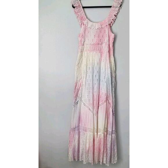 NEW $995 Loveshackfancy Corabella Revolve 100% Silk Tie Dye Ruffled Maxi… - Picture 5 of 16